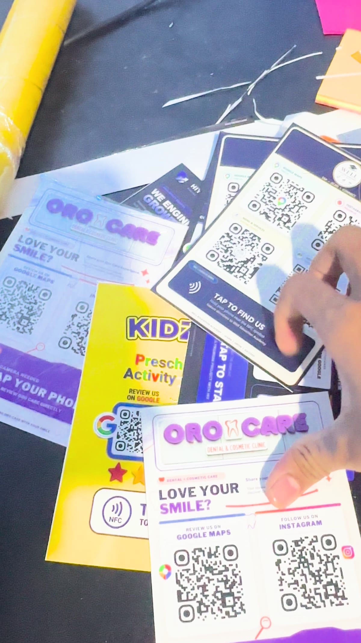 A range of real custom QR and NFC cards